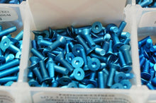 Load image into Gallery viewer, Premium M3 Blue Aluminum Screws for RC Car - 10pc Metric Button Head & Flat head