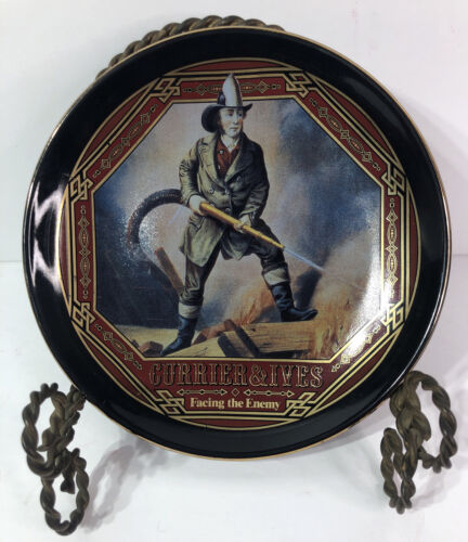 1993 CURRIER & IVES FACING THE ENEMY Firefighter / Fireman Plate - Museum of NY