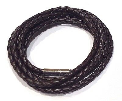 Dk. Brown  Handmade Leather Wrap Bracelet Magnetic closure