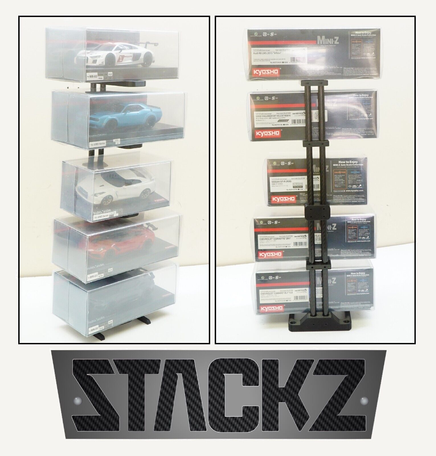 京商 Auto Scale Collection 3台セット STACKZ 1/27 RC Car Shelf Pit Display Stand Rack for Kyosho MIni-Z