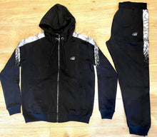 Load image into Gallery viewer, Time is Money urban hiphop tracksuit, jogging set bling black silver foil sports

