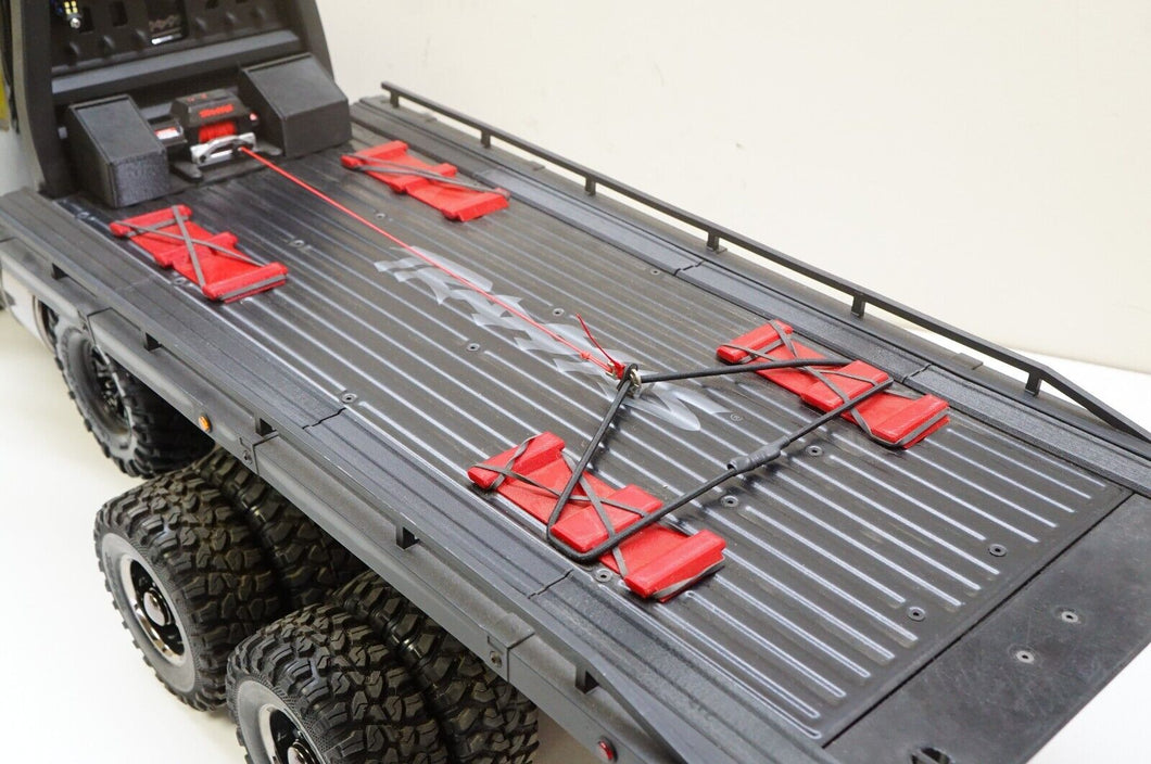 Low Profile Bed Wheel Chock (drive-over) straps for Traxxas TRX-6 Flatbed Hauler