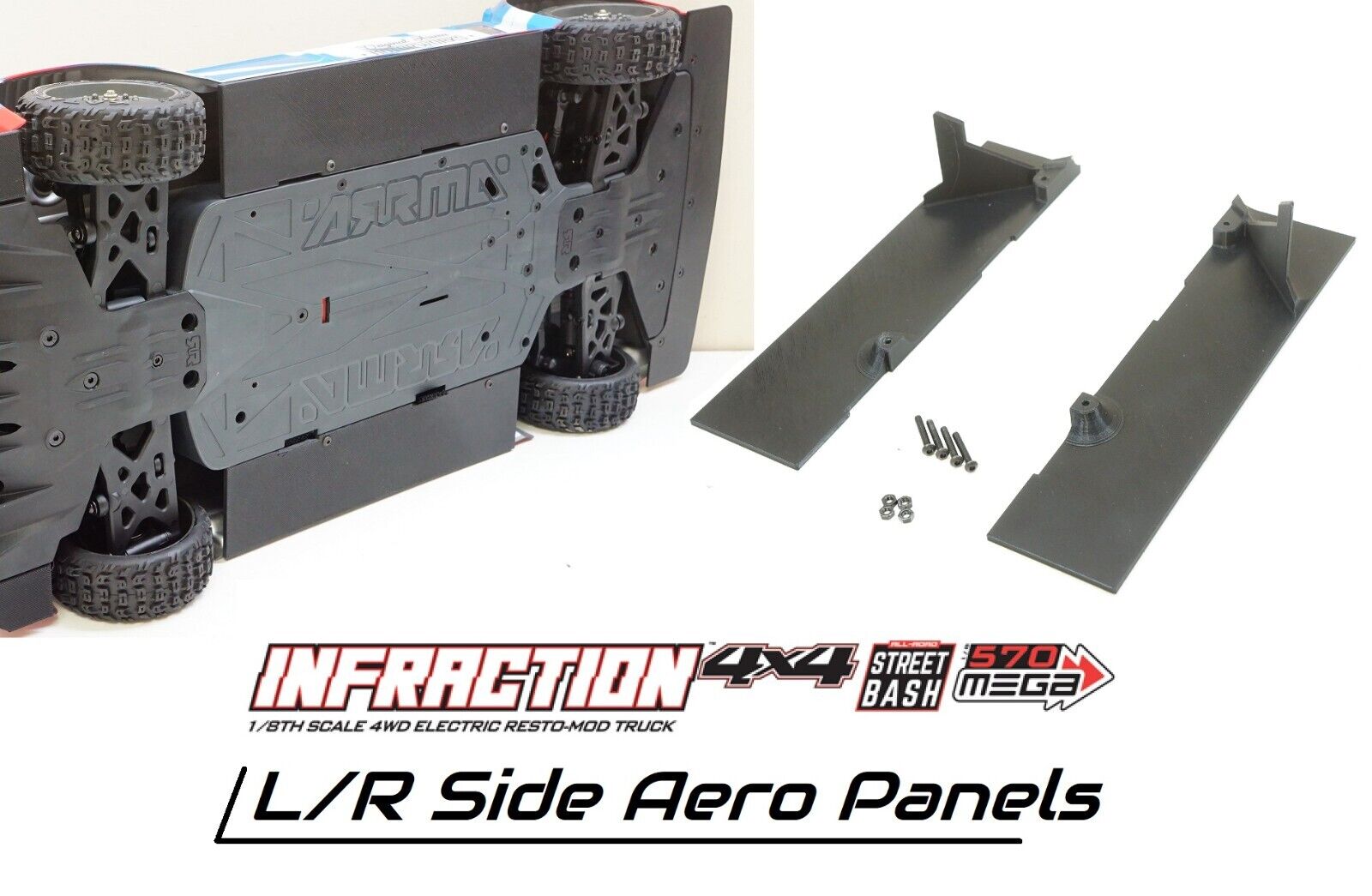Upgrade Left/Right Side Aero Panels for Arrma 1/8 Infraction 3s