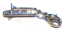 Load image into Gallery viewer, New 3D Trombone Charm / Pendant Silver- Rhodium Plated
