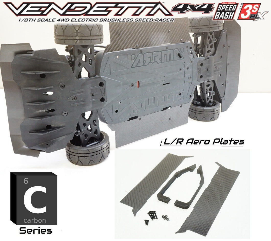 Carbon Fiber Side Skirts Left/Right Aero Panels Upgrade for Arrma Vendetta 3S
