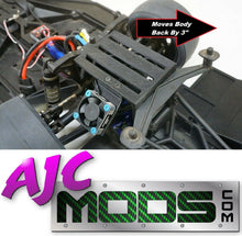Load image into Gallery viewer, 3&quot; Rear Body Mount Extension &amp; Fan Mount BLUE Traxxas Slash 2wd Drag Car Upgrade

