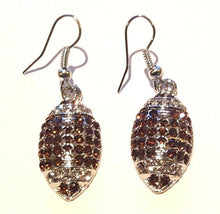 Load image into Gallery viewer, New Brown &amp; Clear Rhinestone Football Earrings
