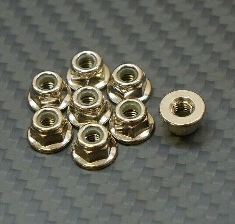 Silver M4 Nyloc Wheel Nut  Nylon (4mm) 1/10 RC Car Traxxas Slash NPRC Drag (8pc)