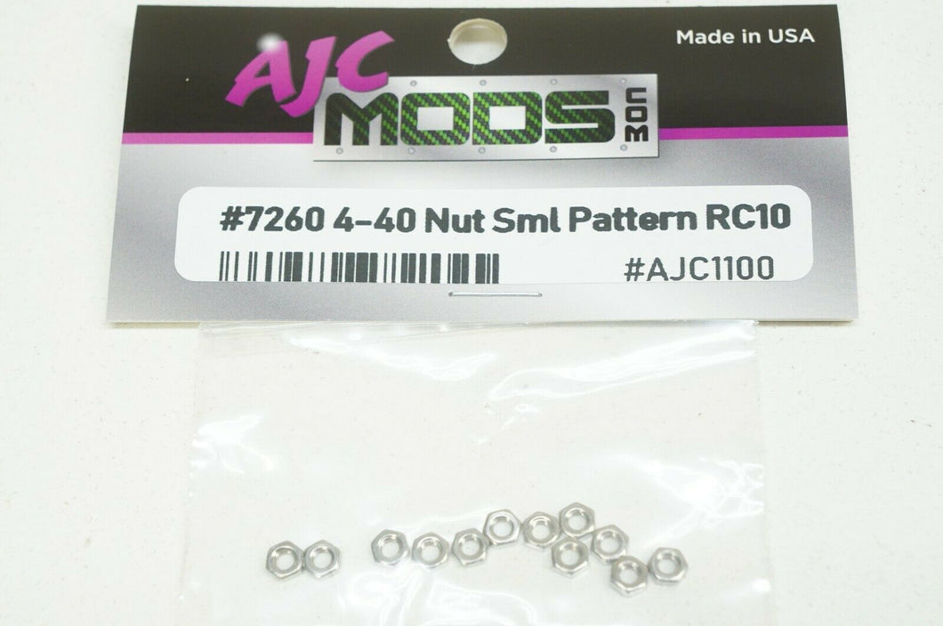 AJCMods Klein Muster Muttern 4-40 Ersetzt Verbundenen #7260 (12pc) RC10,B2,B3