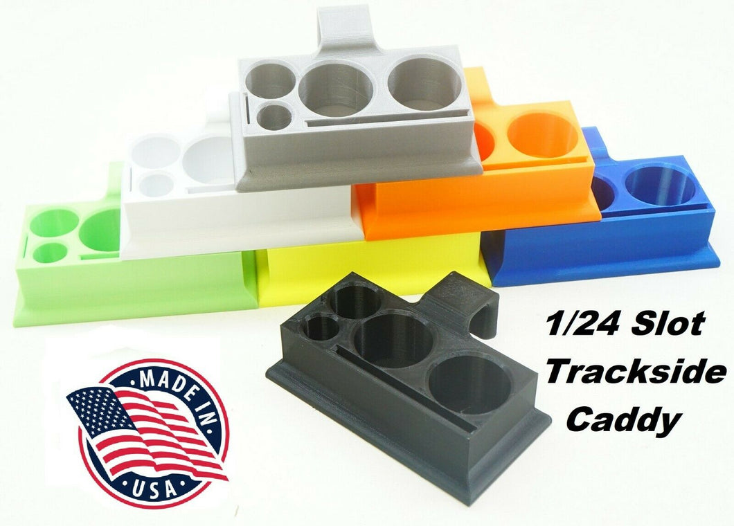 1/24 Scale Slot Car Trackside Pit Caddy for tires, sauce, flags, slots (GREEN)