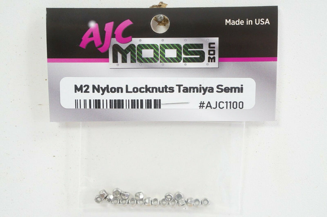 AJC Small M2 Nylon Lock Nuts 20pc Tamiya Grand Hauler Semi Wheels Lugnuts Silver